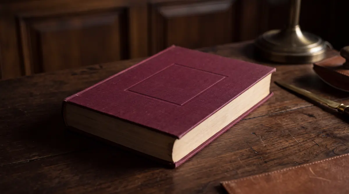 Ceviz masada bordo ciltli kapalı bir kitap